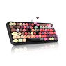NACODEX 308I Wireless Bluetooth Keyboard, 84 Keys Cute Retro Round Keycaps Mini Keyboard, Portable Computer Keyboard Compatible with Windows iOS Android (Multi Color)